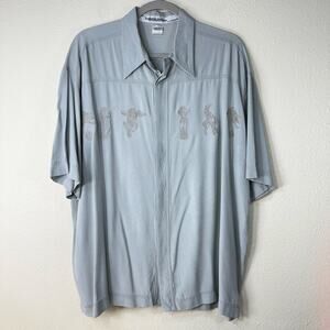 Vintage 80s 90s Embroidered Greek Mythology Button Up Shirt Grunge Streetwear M